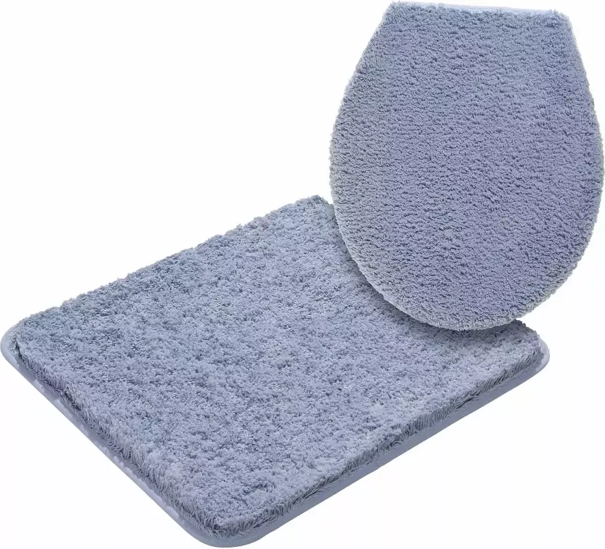 Kinzler J-10053 17 Microvezel badmattenset 2-delig toiletbrilhoes 47 x 50 cm en vloerkleed zonder uitsparing 50 x 55 cm lichtblauw