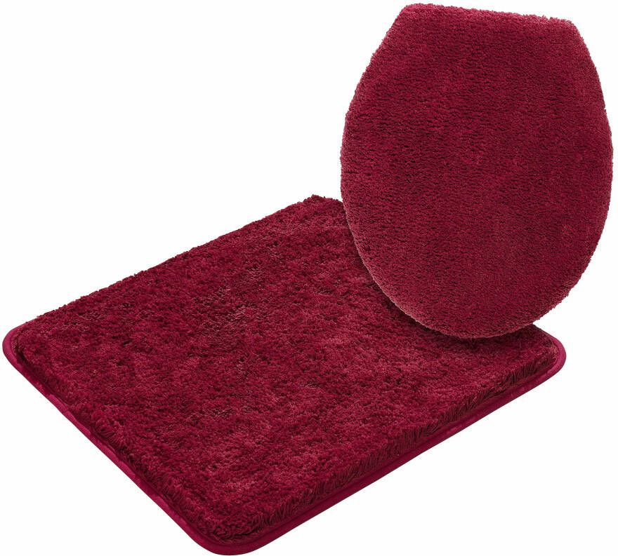 Kinzler J-10053 13 Microvezel badmattenset 2-delig toiletbrilhoes 47 x 50 cm en vloerkleed zonder uitsparing 50 x 55 cm bordeauxrood - Foto 2