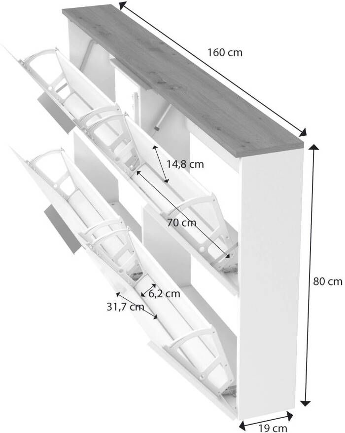 INOSIGN Schoenenkast SPACE schoenenkipper schoenenkast schoenencommode slechts 19 cm diep - Foto 4