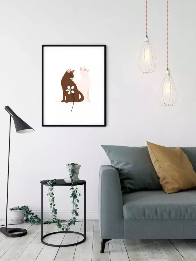 Komar Artprint Loving Cats Kinderkamer slaapkamer woonkamer (1 stuk) - Foto 4