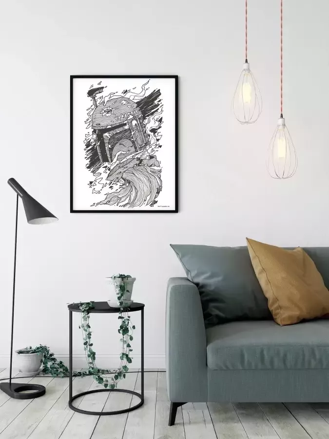 Komar Artprint Star Wars Boba Fett Drawing Kinderkamer slaapkamer woonkamer - Foto 3