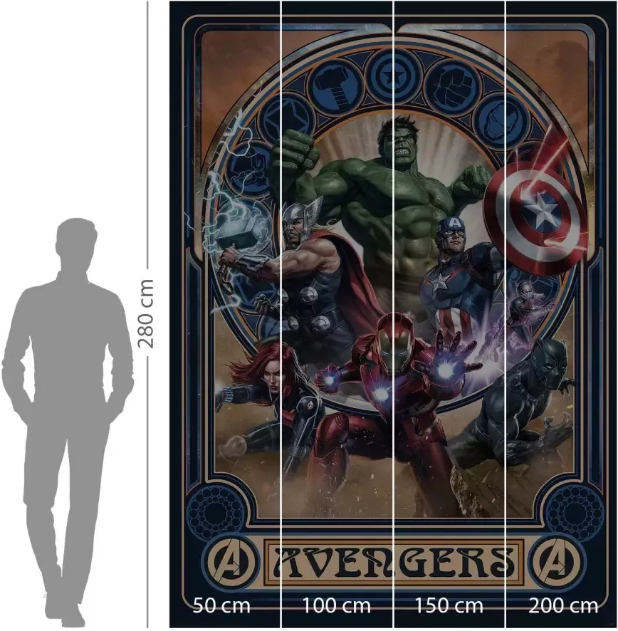 Komar Vliesbehang Avengers Ornament 200x280 cm (breedte x hoogte)