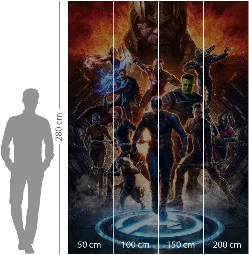 Komar Vliesbehang Avengers vs Thanos 200x280 cm (breedte x hoogte)