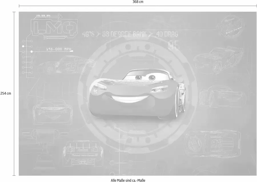 Komar Fotobehang Cars3 Blueprint Afmeting 368 x 254 cm (set) - Foto 2