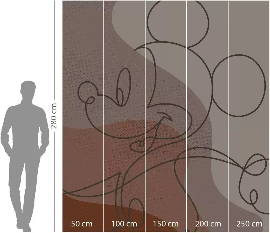 Komar Vliesbehang Mickey Line Drawing 250x280 cm (breedte x hoogte) - Foto 1