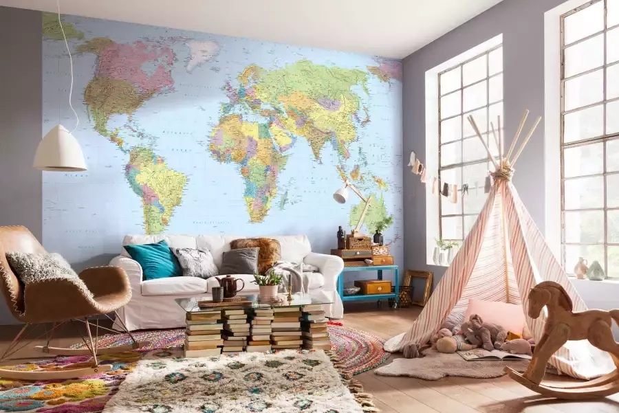 Komar Vliesbehang Vlies World Map Afmeting 368 x 248 cm (4 stuks) - Foto 2