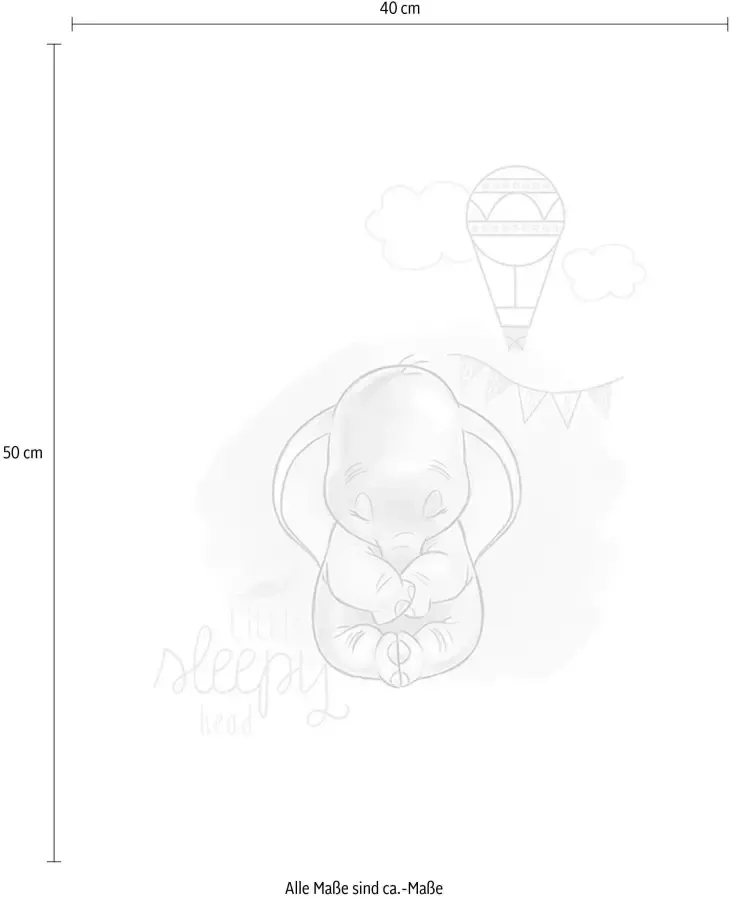Komar Wanddecoratie Dumbo Sleepy Wanddecoratie voor de kinderkamer zonder lijst (1 stuk) - Foto 2
