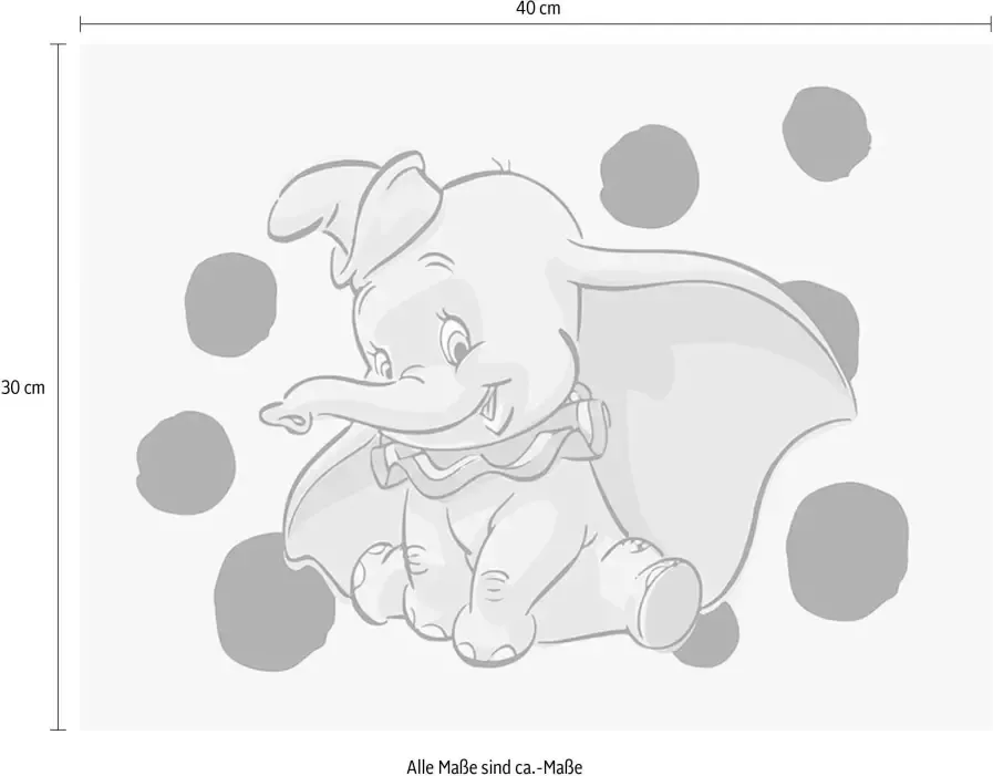 Komar Wanddecoratie Dumbo stippen Landscape Wanddecoratie voor de kinderkamer zonder lijst (1 stuk) - Foto 2