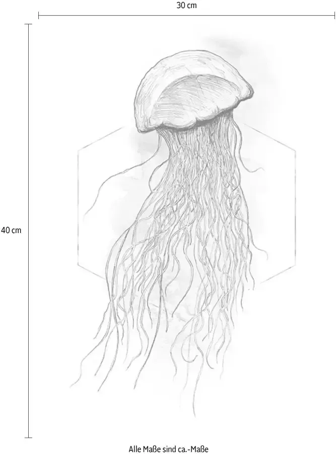 Komar Wanddecoratie Jellyfish Watercolor Wanddecoratie zonder lijst (1 stuk) - Foto 2