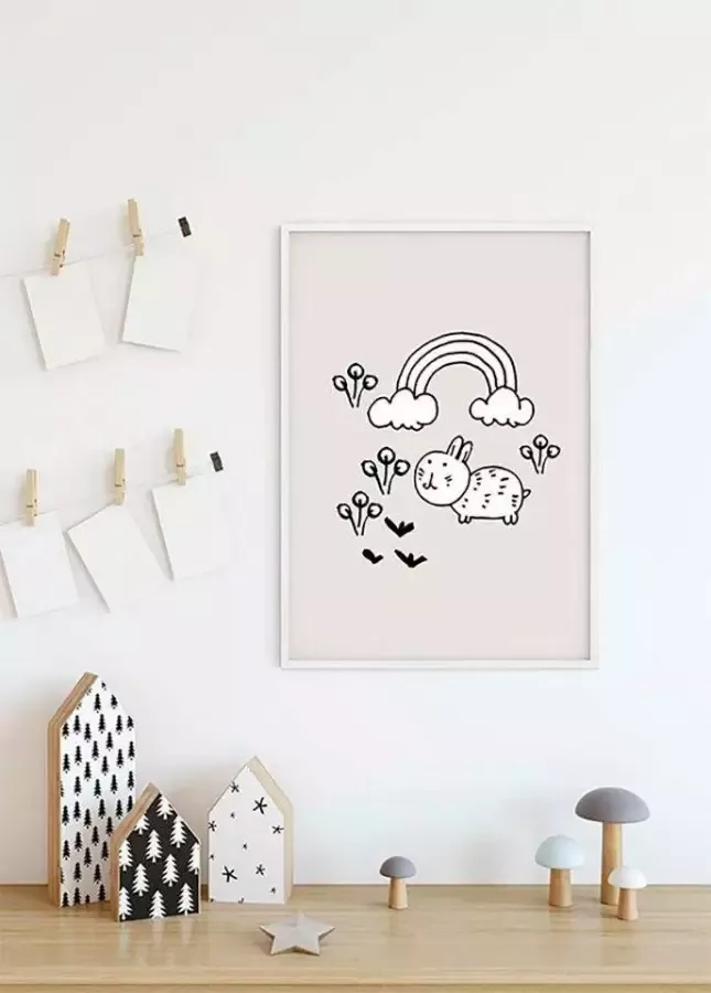 Komar Poster Scribble Bunny Kinderkamer slaapkamer woonkamer - Foto 4