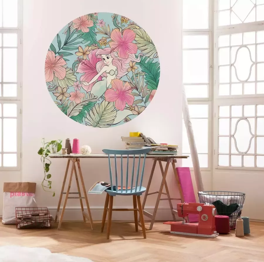 Komar Vliesbehang Ariel Ocean Flowers 125 x 125 cm (breedte x hoogte) rond en zelfklevend (1 stuk)