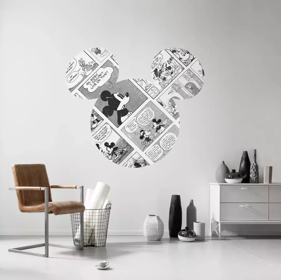 Komar Vliesbehang Zelfklevend vlies Mickey Head Comic Cartoon Afmeting 125 x 125 cm (1 stuk)