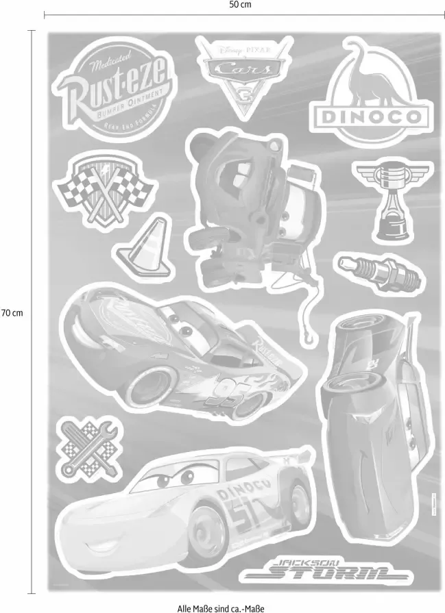 Komar Wandfolie Cars3 afm. 50 x 70 cm zelfklevend wandstickers kinderkamer - Foto 2