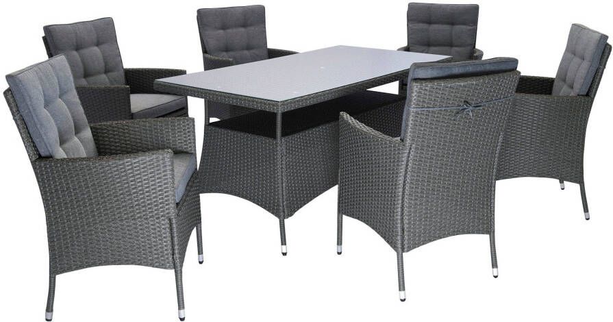 KONIFERA Tuin-eethoek Corfu Tafelblad van veiligheidsglas opbergruimte onder de tafel (set 13-delig) - Foto 9