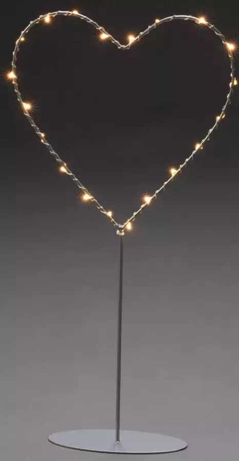 KONSTSMIDE Decoratieve ledverlichting Kerst versiering Metalen ledhart met metaal-voet voor binnen werkt op batterijen - Foto 2
