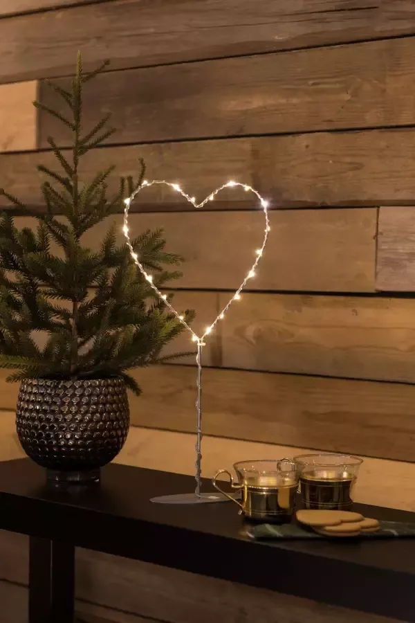KONSTSMIDE Decoratieve ledverlichting Kerst versiering Metalen ledhart met metaal-voet voor binnen werkt op batterijen - Foto 1