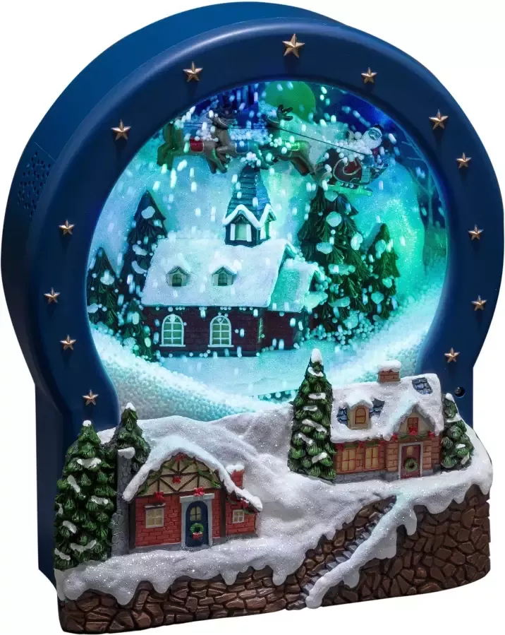 KONSTSMIDE Decoratieve ledverlichting Kerst versiering Tafereel dorp glas met animatie + 8 klassieke kerstliederen (1 stuk) - Foto 1
