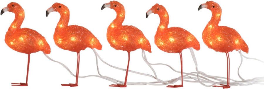 KONSTSMIDE Kerstfiguur Led acryl flamingo's set van 5 40 amberkleurige dioden (1 stuk) - Foto 2