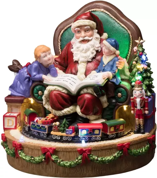 KONSTSMIDE Kerstfiguur Kerst versiering Led-tafereel kerstman met kinderen en slee (1 stuk) - Foto 2