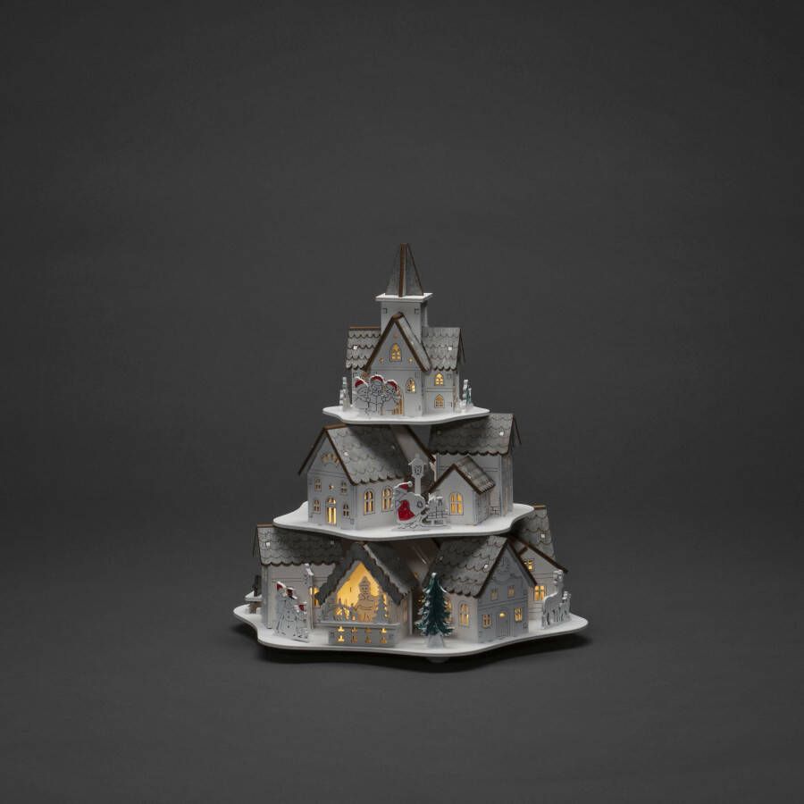 KONSTSMIDE Kersthuisje LED houten silhouet huisjes wit 10 warm witte diodes (1 stuk) - Foto 1