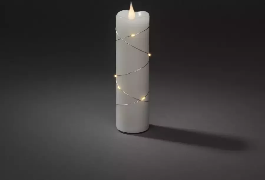 KONSTSMIDE Led-kaars Kerst versiering Ledkaars van echte was wit met 3D vlam en zilverkleur. Draad omwikkeld (1-delig) - Foto 2