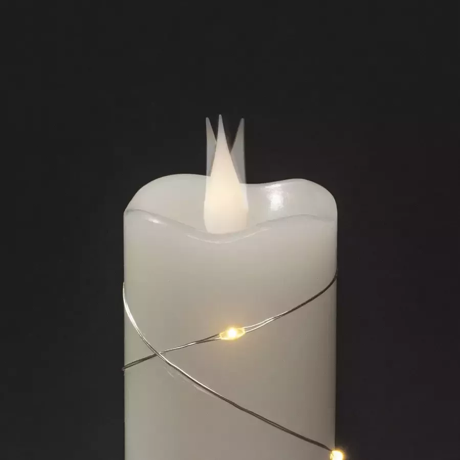 KONSTSMIDE Led-kaars Kerst versiering Ledkaars van echte was wit met 3D vlam en zilverkleur. Draad omwikkeld (1-delig) - Foto 1