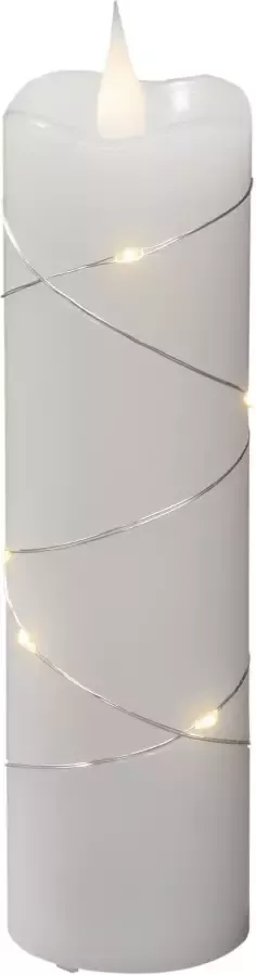 KONSTSMIDE Led-kaars Kerst versiering Ledkaars van echte was wit met 3D vlam en zilverkleur. Draad omwikkeld (1-delig) - Foto 4