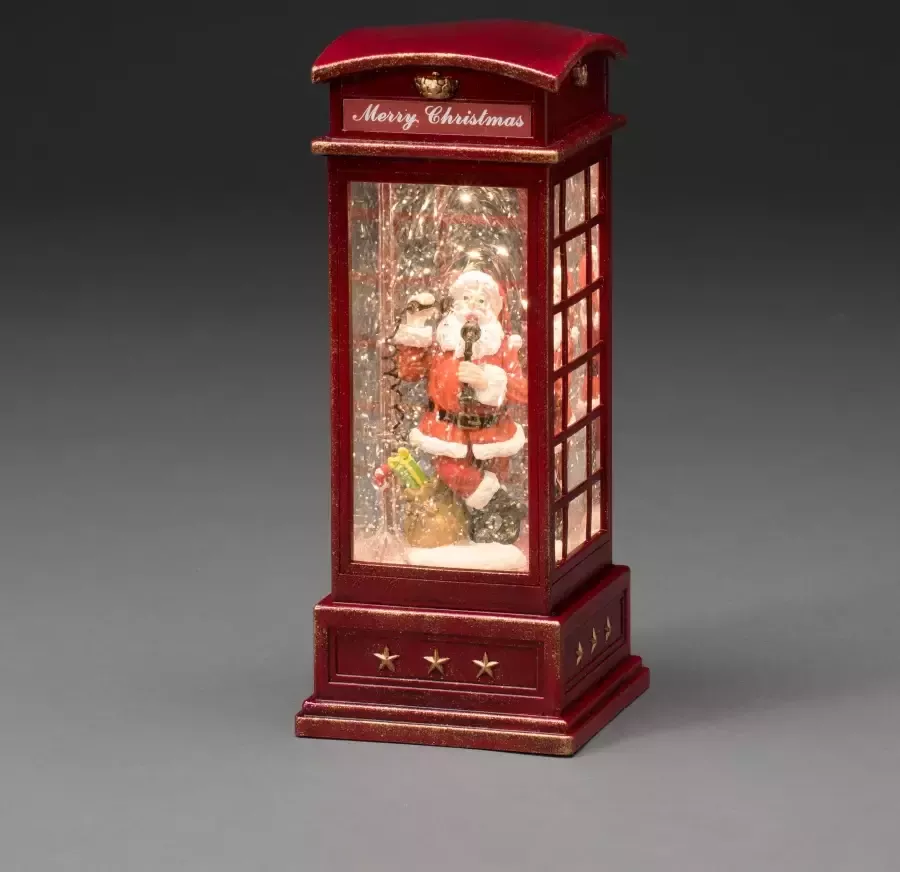 KONSTSMIDE Led lantaarn Kerstversiering rood Led-telefooncel met Kerstman (1 stuk) - Foto 1