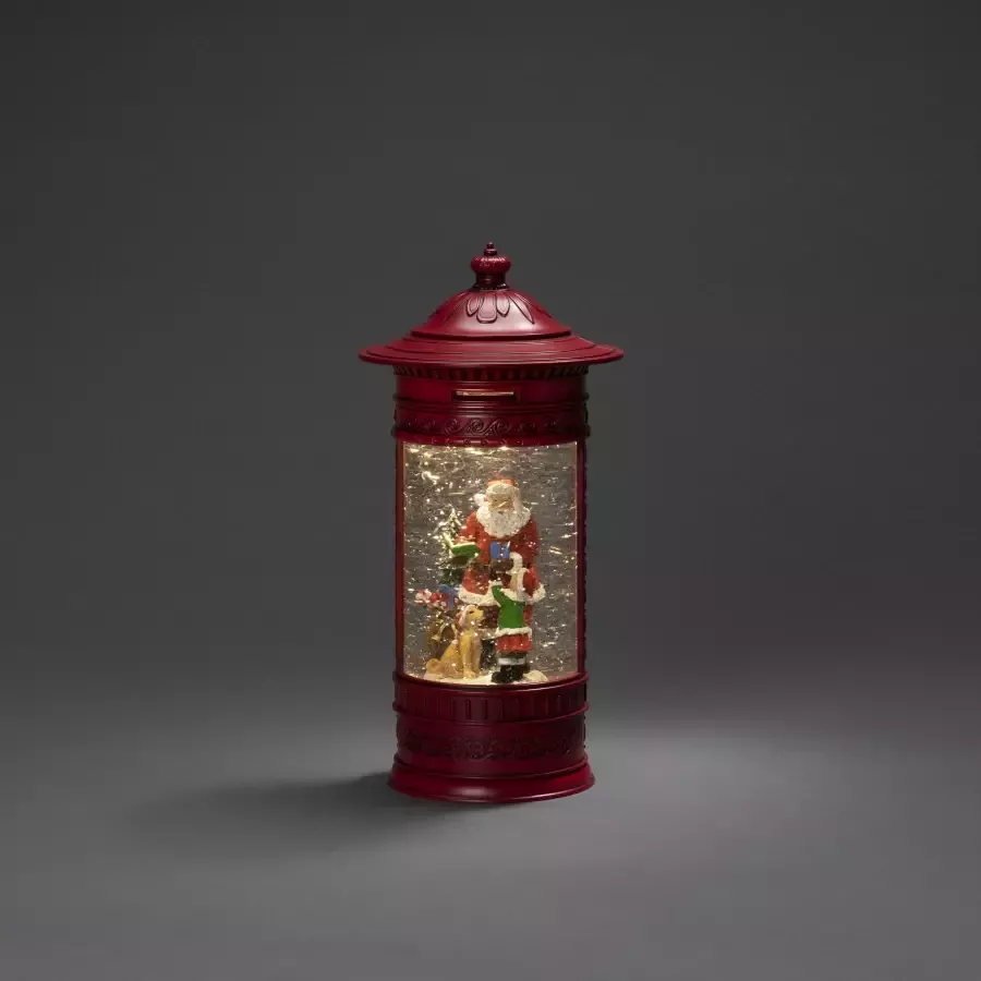 KONSTSMIDE Led lantaarn Kerstversiering rood Ledwaterlantaarn rood brievenbus 'kerstman met kind + hond' (1 stuk)