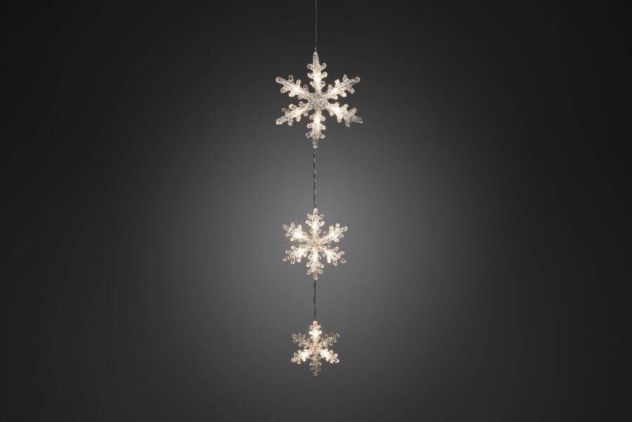 KONSTSMIDE Led-lichtgordijn Kerstversiering buiten Led lichtgordijn 3 acryl sneeuwvlokken 15 warmwitte dioden (1 stuk)