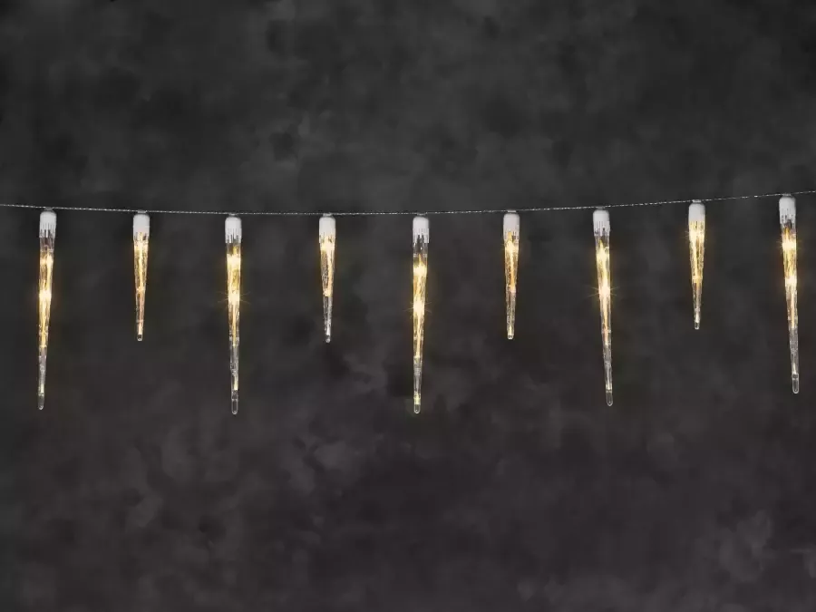 KONSTSMIDE Led-lichtgordijn Kerstversiering buiten Led ijspegels lichtgordijn 16 dennenappels 24 amberkleurige dioden (1 stuk) - Foto 1