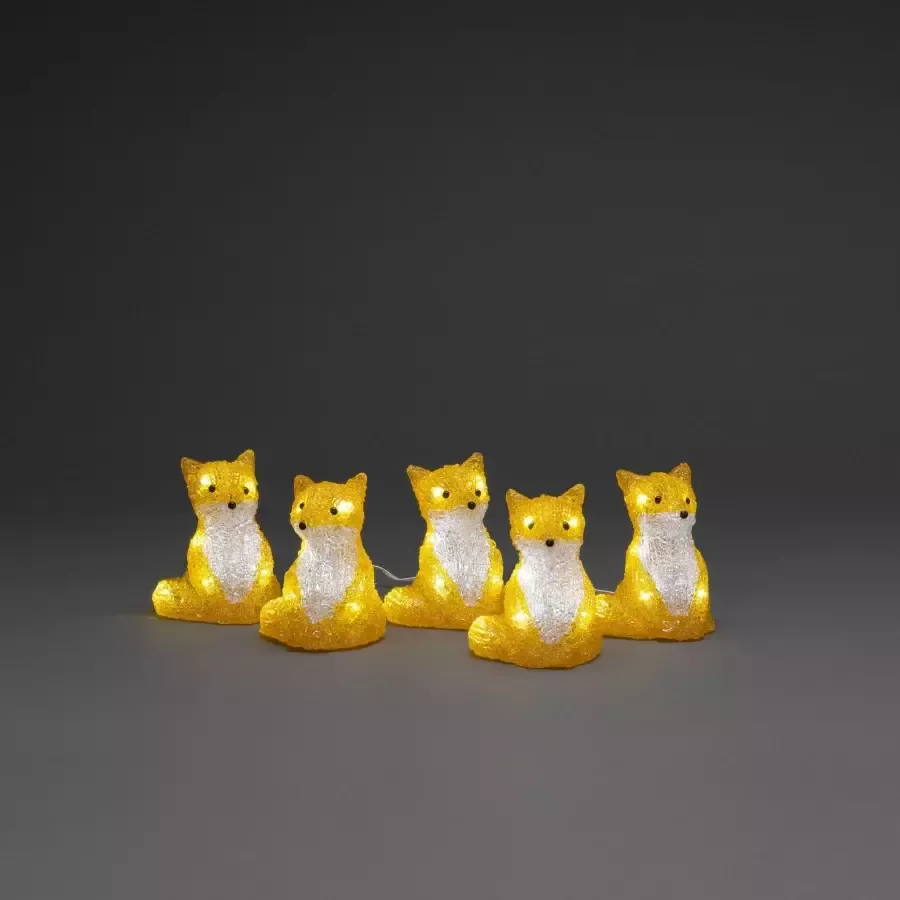KONSTSMIDE Led-lichtsnoer Kerstversiering buiten Led acryl vossen zittend set van 5 40 koudwitte dioden (1 stuk)