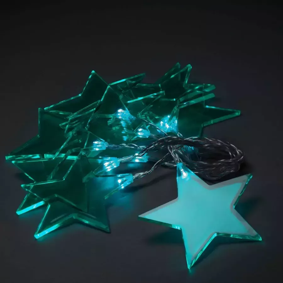 KONSTSMIDE Led-lichtsnoer Kerst versiering Led decoratief lichtsnoer 10 groene plexiglas sterren 10 warmwitte dioden (1 stuk)