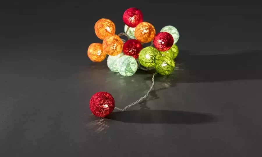 KONSTSMIDE Led-lichtsnoer Kerst versiering Deco-ledlampjes veelkleurige katoenen balletjes klein 16 warmwitte dioden (1 stuk) - Foto 2