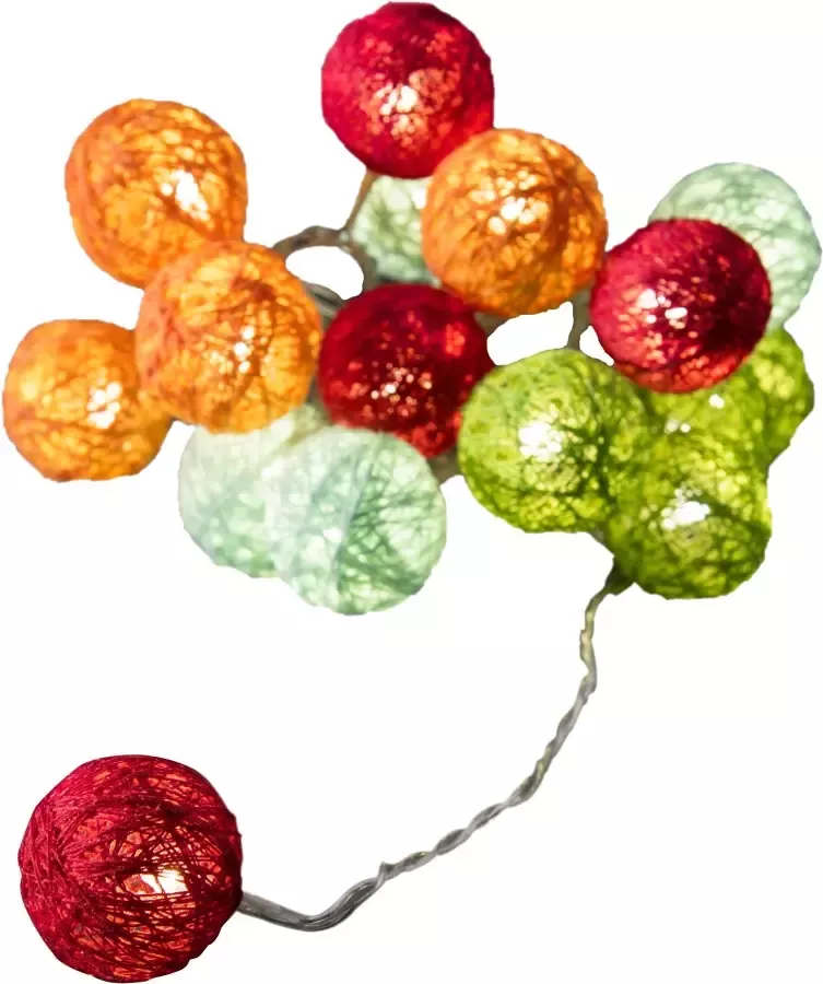KONSTSMIDE Led-lichtsnoer Kerst versiering Deco-ledlampjes veelkleurige katoenen balletjes klein 16 warmwitte dioden (1 stuk) - Foto 1