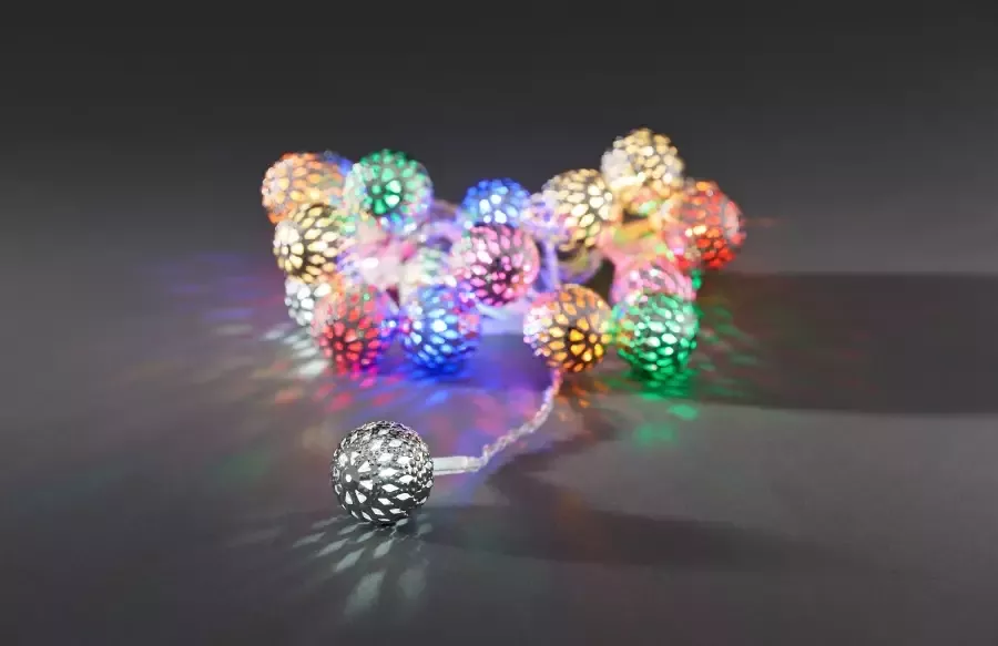 KONSTSMIDE Led-lichtsnoer Kerst versiering Led decoratief lichtsnoer zilverkleurige metalen ballen 21 gekleurde dioden (1 stuk) - Foto 1