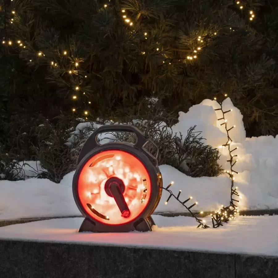 KONSTSMIDE Led-lichtsnoer Kerstversiering buiten Micro-led Compacte lampjes met kabelhaspel zwart rood 400 dioden (1 stuk) - Foto 3