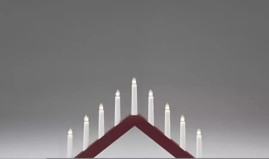 KONSTSMIDE Raamkandelaar Kerstversiering rood Houten lamp mat donkerrood gelakt 9 heldere lampen (1 stuk) - Foto 1