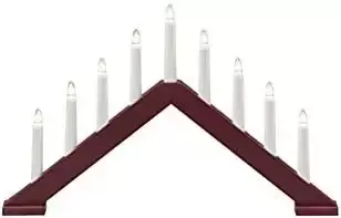 KONSTSMIDE Raamkandelaar Kerstversiering rood Houten lamp mat donkerrood gelakt 9 heldere lampen (1 stuk) - Foto 2