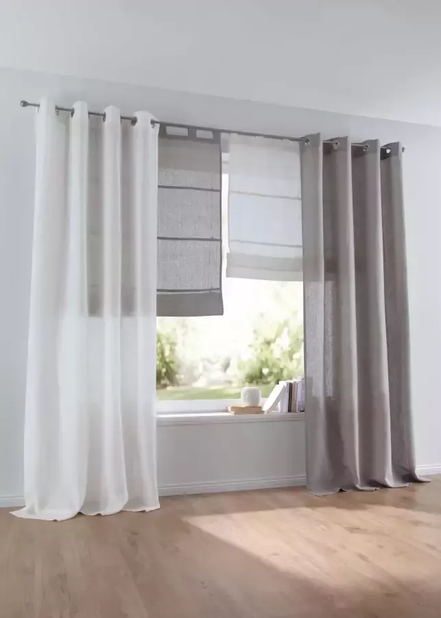 Kutti Gordijn Metis linnen ondoorzichtig natuurlijk linnen gordijn uni gemakkelijk in onderhoud basic (1 stuk) - Foto 4