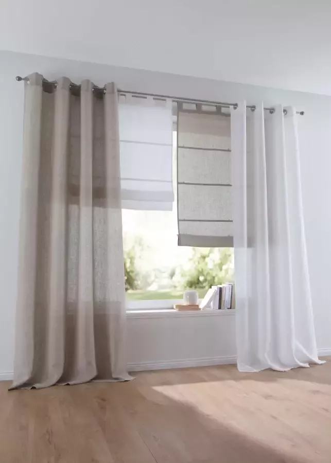 Kutti Gordijn Metis linnen ondoorzichtig natuurlijk linnen gordijn uni gemakkelijk in onderhoud basic (1 stuk) - Foto 3