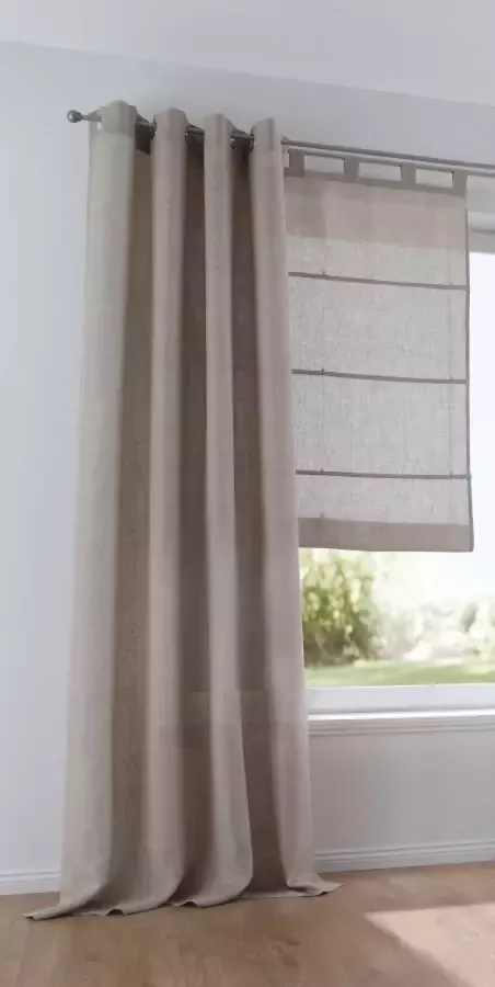 Kutti Gordijn Metis linnen ondoorzichtig natuurlijk linnen gordijn uni gemakkelijk in onderhoud basic (1 stuk) - Foto 5