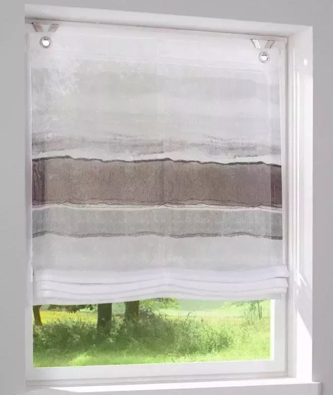 Kutti Romeins rolgordijn ADELE wit in kleurverloop halftransparant polyester gemakkelijk in onderhoud (1 stuk)