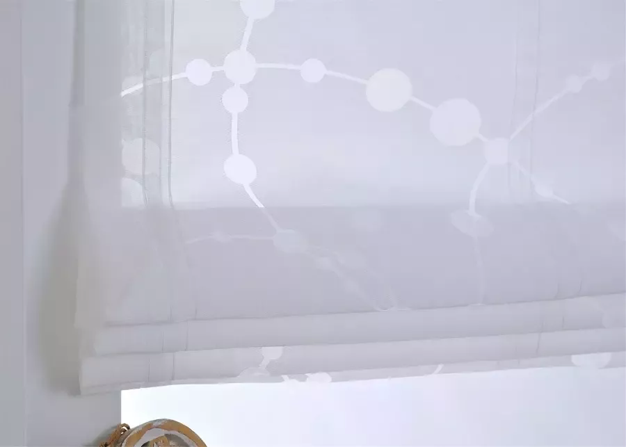 Kutti Romeins rolgordijn Cadena wit halftransparant etskant motief cirkel met edelstalen haken (1 stuk) - Foto 2