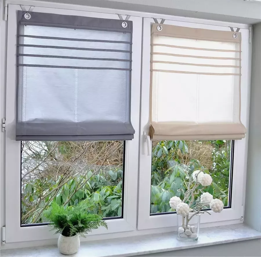 Kutti Romeins rolgordijn Kessy bies halftransparant katoen polyester op te hangen met haken (1 stuk)