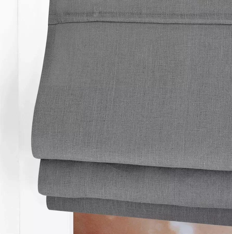 Kutti Romeins rolgordijn Metis linnen uni ondoorzichtig vouwgordijn met lussen 100% puur linnen (1 stuk) - Foto 2