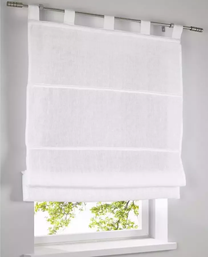 Kutti Romeins rolgordijn Metis linnen uni ondoorzichtig vouwgordijn met lussen 100% puur linnen (1 stuk)