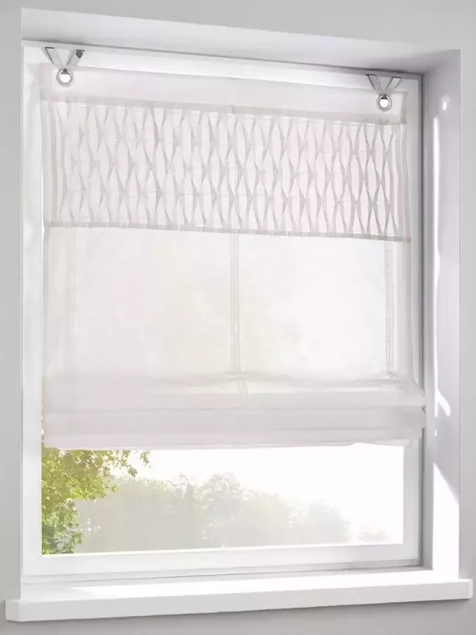 Kutti Romeins rolgordijn Tuck Kessy wit ondoorzichtig bescherming tegen inkijk met een strook katoen-polyester (1 stuk) - Foto 2