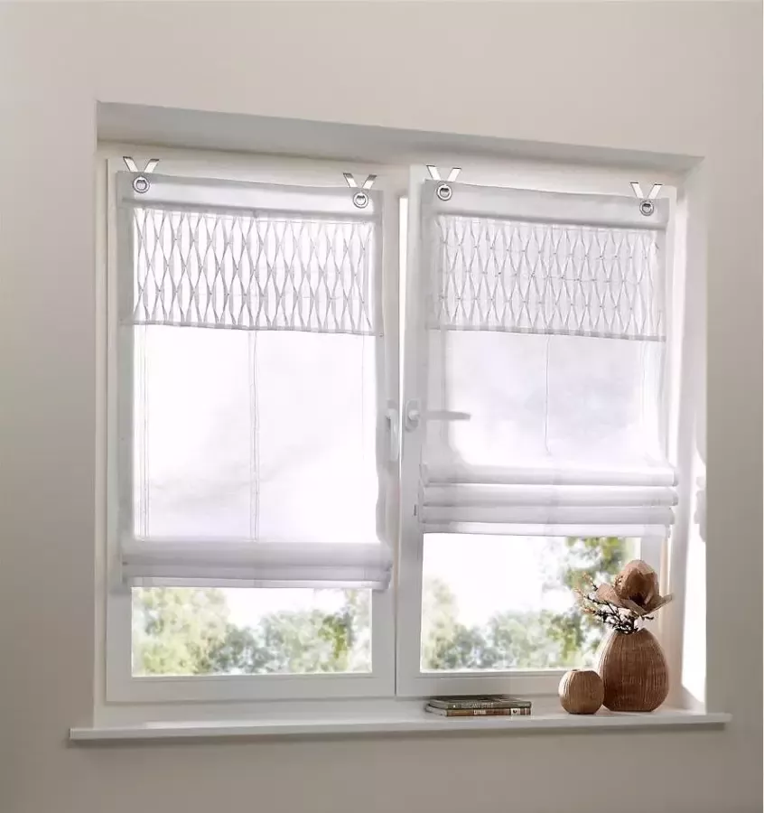 Kutti Romeins rolgordijn Tuck Kessy wit ondoorzichtig bescherming tegen inkijk met een strook katoen-polyester (1 stuk)