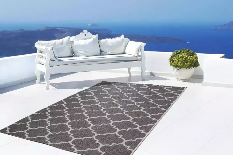 Sunset Vloerkleed Outdoor Buitengebruik Sisal look Flatwave Vloer kleed Tapijt Karpet 200x290 Zilver Grijs - Foto 3